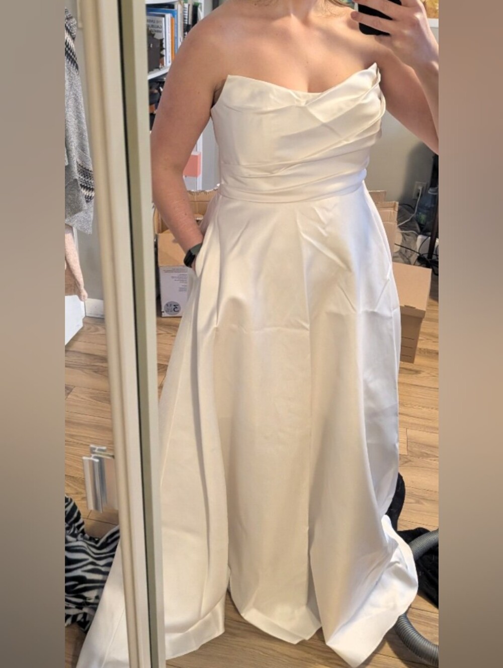 Elegant White Satin A-Line Dress